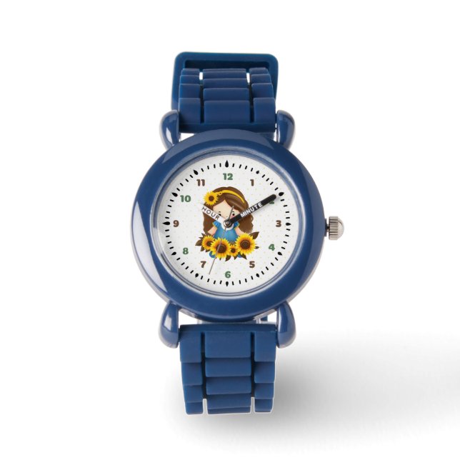 Relógio Menina com girassóis (Frente)