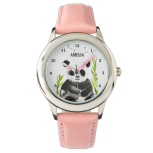 Relógio Meninas bonitas Panda Bear Bamboo Animal Kids Pony