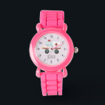 Relógio Meninas Bonitas, Rosa, Doutoras Ambulantes<br><div class="desc">Este relógio de criança fofo e moderno mostra um desenho de ambulância e um lugar para você adicionar seu nome de garotas. Perfeito para qualquer criança que sonhe ser médico ou paramédico! Com números claros e um fundo cor-de-rosa, este relógio é excelente para um pequeno aprendizado a dizer o tempo....</div>