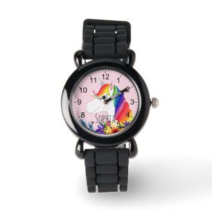 Relógio Meninas Cute Magical Rainbow Unicórn e Nomes Cria