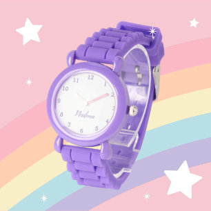 Relógio Meninas Cute Modern Purple Na moda com Nome Person