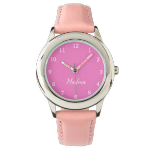 Relógio Meninas Cute Moderno Cor-de-Rosa Na moda Personali
