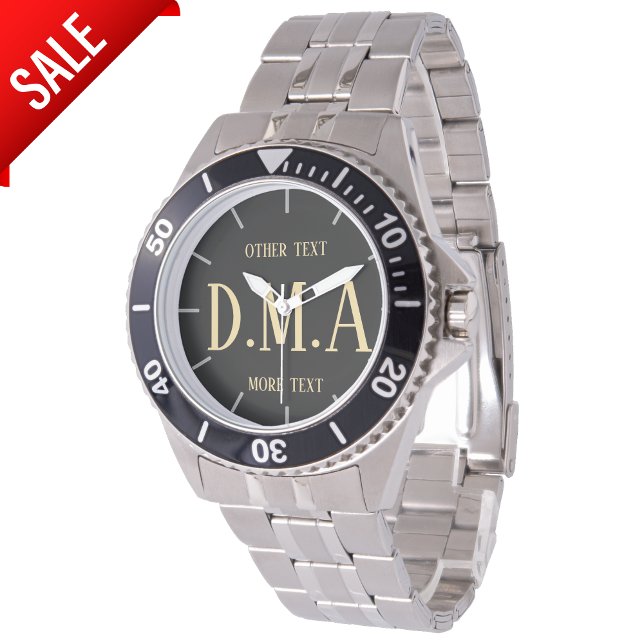 Relógio Mens Monogrammed Personalizado Clássico Elegante (Criador carregado)