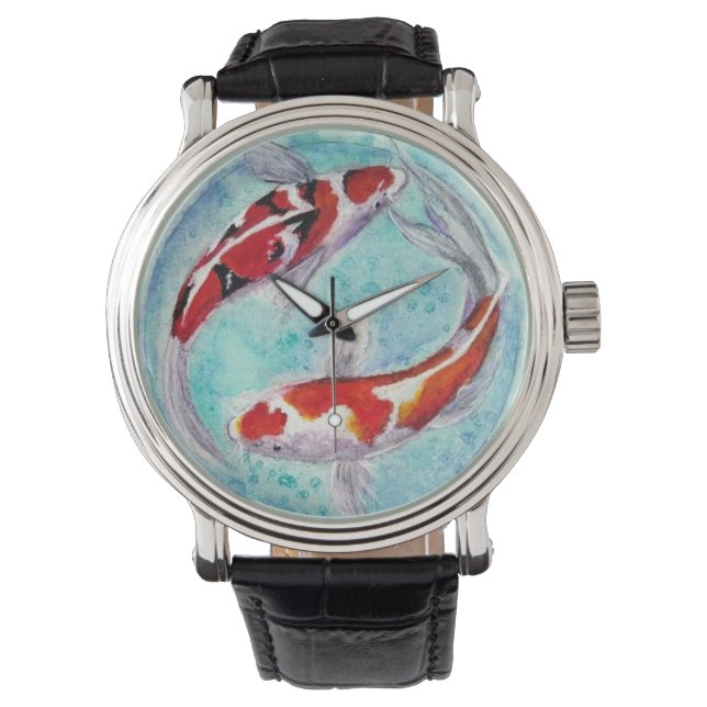 Relógio Mens vigiam. Design Koi Karp japonês (Frente)