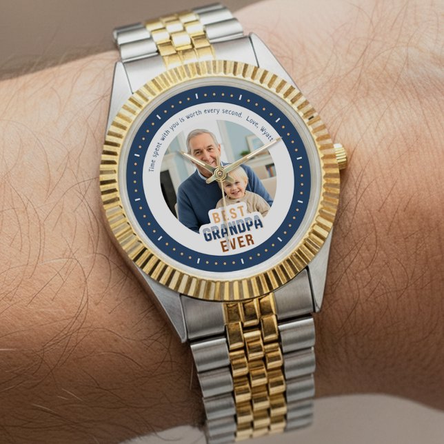 Relógio Mensagem de Foto Personalizada Melhor Avô de Todos (Criador carregado)