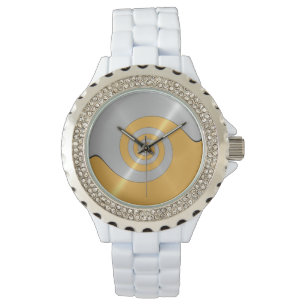 Relógio Metal de aço radial brilhante Dourado