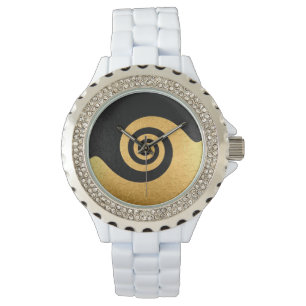 Relógio Metal de aço radial brilhante Dourado 3