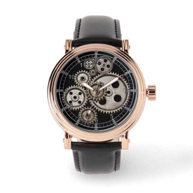 Relógio metal gótico vitoriano steampunk tem aparência neg (Frente)