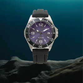 Relógio Metálico Elegante Monograma Roxo Bruto