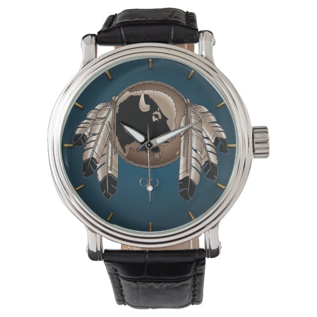 Relógio Metis Watch First Nações Buffalo Art Wrist Watch (Frente)