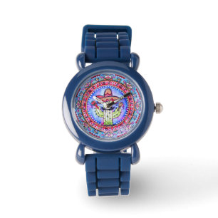 Relógio Mexicano Fiesta Cinco de Mayo Sombrero Hat Blue Re