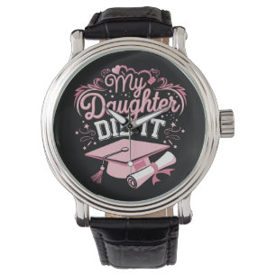 Relógio Minha Filha Fez Isso Graduada Rosa Formatura Famíl