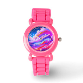 Relógio Mini eWatch, rosa e roxo, com Eclipse de nuvens