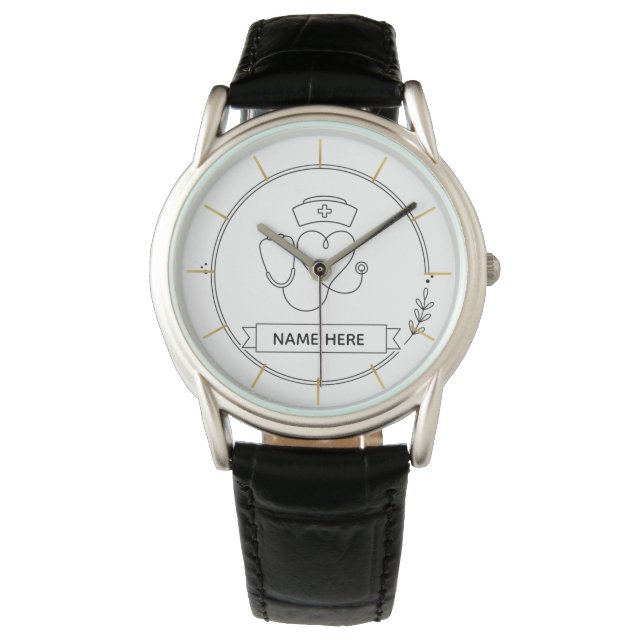 Relógio Minimal Nurse Watch Personalized Healthcare Gift (Frente)