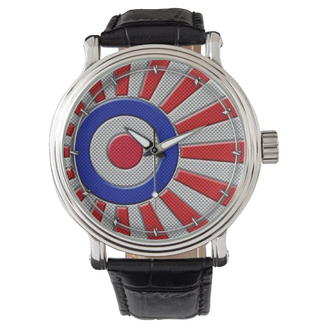 Relógio Mod Roundel Asiático Sunburst no Estilo de Fibra d (Frente)