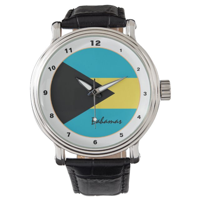 Relógio Moda de moda das Bahamas Flag & Bahamas /design (Frente)