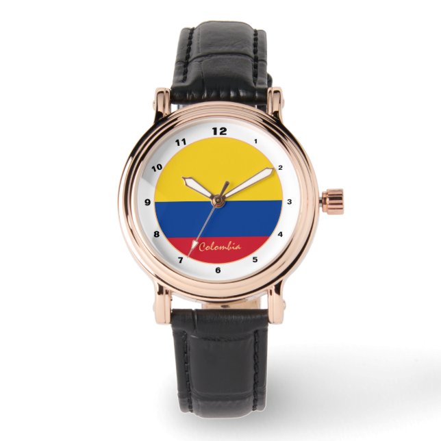 Relógio Moda de tendências Colombiana Flag & Colombia /des (Frente)