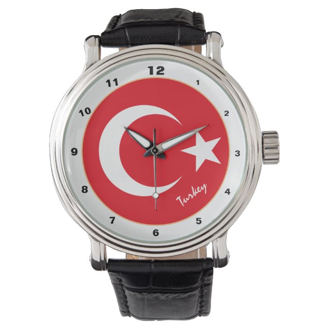 Relógio Moda de tendências da bandeira turca e Turquia /re (Frente)