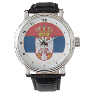 Relógio Moda de tendências da Sérvia e Flag sérvio / de