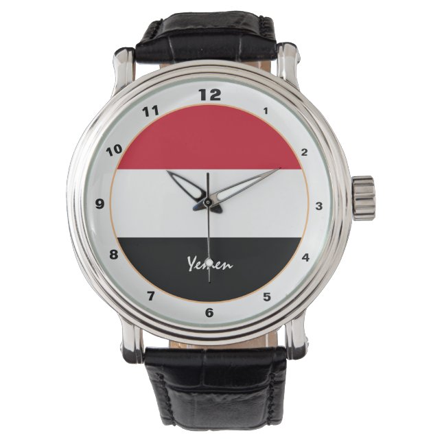 Relógio Moda de tendências do Iêmen Flag & Yemen /design w (Frente)