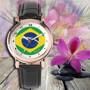 Relógio Moda tradicional da bandeira brasileira e do Brasi