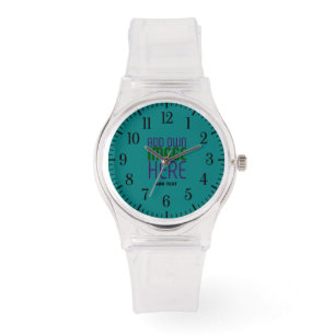 RELÓGIO MODELO DE TEXTO DE IMAGEM VERDE TEAL FOFO EDITÁVEL