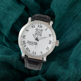 Relógio Modern Elegant Black and White Custom Name