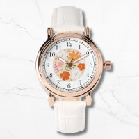 Modern Orange Floral Trendy Na moda Chic Mulheres