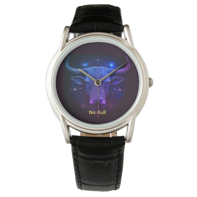 Relógio Modern Starry Blue "No Bull" Taurus (Frente)