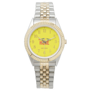 RELÓGIO MODERNO ESTILO SILVERY GOLDEN BRIGHT YELLOW BRAND