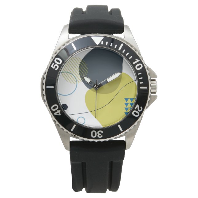 Relógio Moderno, Memphis, legal, único, ilustração de tend (Frente)