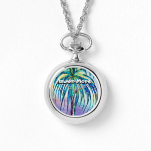 Relógio Modo Ilha Mens Palm Tree Art Watch