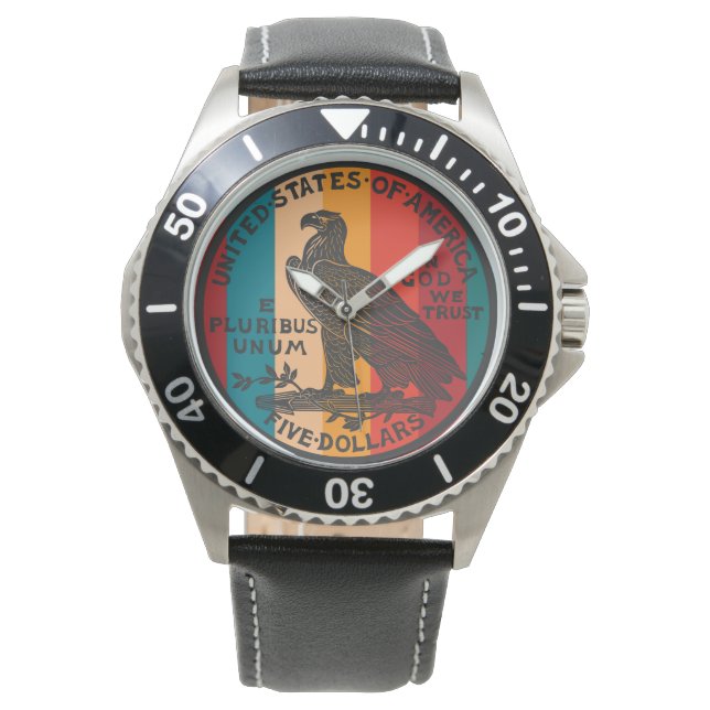 Relógio Moeda de ouro americana 5 dólares (Frente)