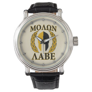 Relógio Molon Labe Spartan Mask Laurels Beige Decor