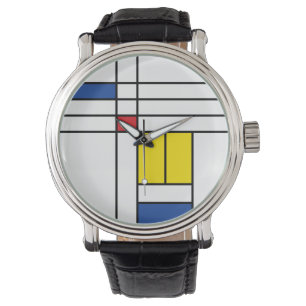 Relógio Mondrian II Design de Arte Moderna Minimalista De 