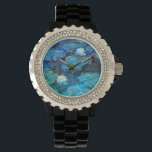 Relógio Monet - Lírios de Água (azul)<br><div class="desc">Pintura familiar de Claude Monet,  Lírios-d'água (azul).</div>