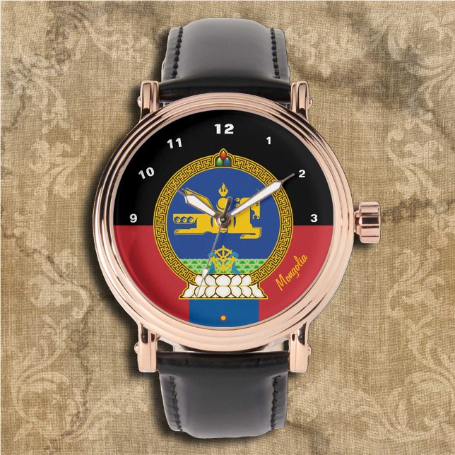 Relógio Mongólia Flag Watch, Em, Mongólia, moda/esportes (Criador carregado)