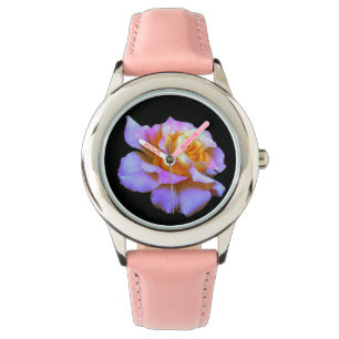 Relógio Monitor de Rosa rosa e Dourado