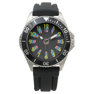 Relógio monitor eWatch de gradiente preto amarelo ciano ma