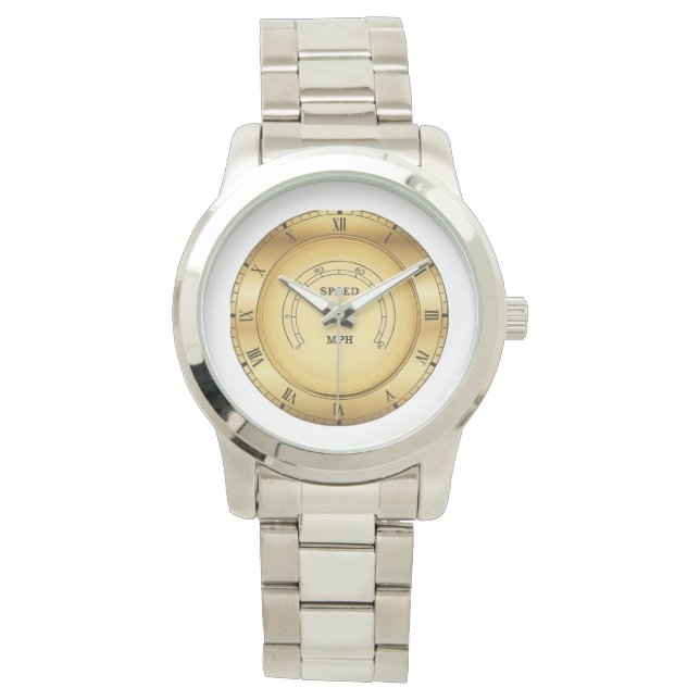 Relógio Monitor MPH do acelerômetro de velocidade Dourada  (Frente)