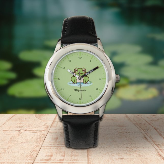 Relógio Monitoramento de Sapos Bonitos com Números (Cute Frog Watch with Numbers)