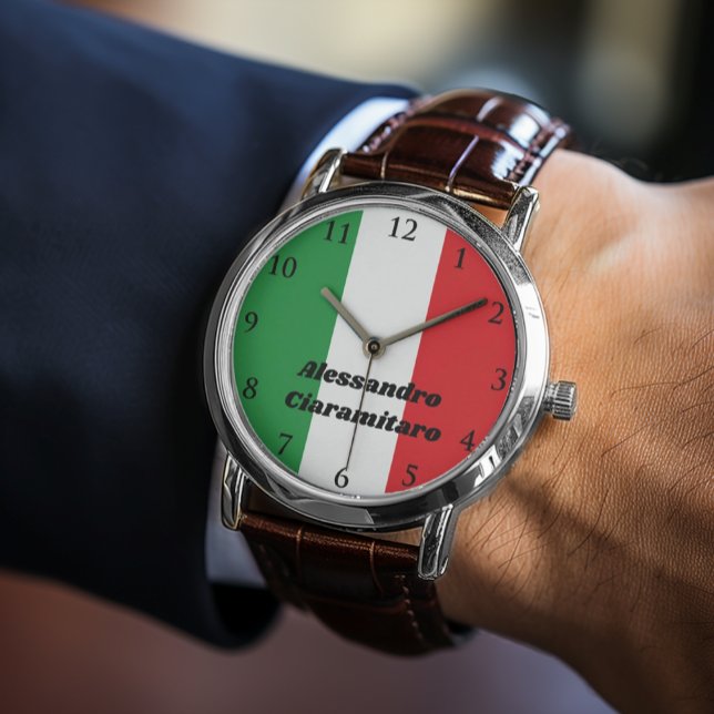 Relógio Monitorização Personalizada de Sinalizador Italian (Flag of Italy Italian Flag Personalized Watch
Orologio Con Bandiera Italiana)