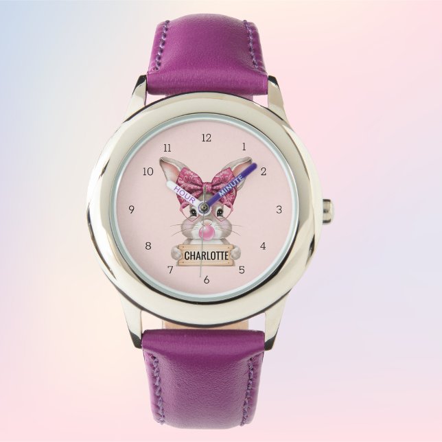 Relógio Monitorização Personalizada para Crianças Cozinhad (Personalized Cute Bunny Kids' Watch – Custom Name)