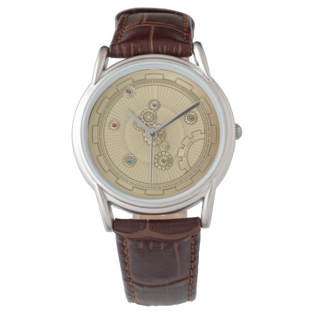 Relógio Monitorização Steampunk Dourada (Frente)