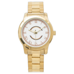 Relógio Monogram Chic Unissex Oversized Dourado 
