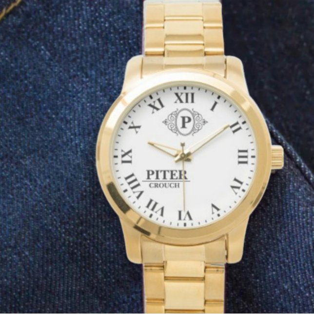 Relógio Monogram Personalized Name Initial simple (Criador carregado)