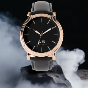 Relógio Monograma clássico e pulso preto de Banda masculin