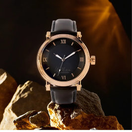 Relógio Monograma Clássico Elegante Dourado Preto