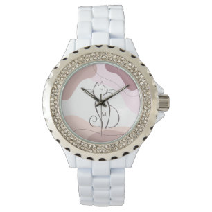 Relógio Monograma de Forma Orgânica de Gato Negro Minimali