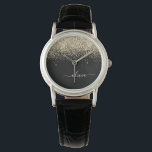 Relógio Monograma de Nome Glamouroso com Glitter Preto e D<br><div class="desc">Relógio com Monograma de Nome em Script com Brilho Preto e Dourado. Isso torna o presente perfeito para formatura,  aniversário,  casamento,  chá de noiva,  aniversário de casamento,  chá de bebê ou festa de despedida de solteira para alguém que ama luxo e estilos chiques.</div>